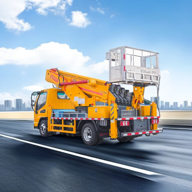Isuzu 85KW Воздушный рабочий грузовик Букетные грузовики 200кг Нагрузка 5-скоростной ручной шестиугольный Джиб Стробный свет